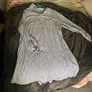 Long Cuffed Arm Striped Dress